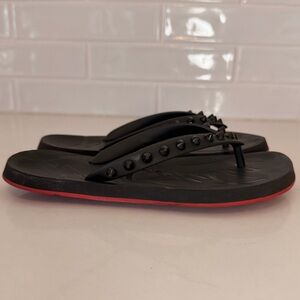 Christian Louboutin Spike Rubber Black Flip Flop Sandals size 35